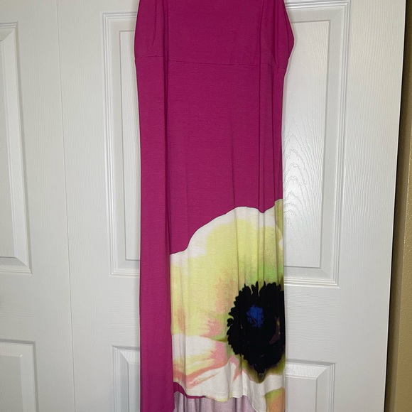 CYNTHIA ROWLEY Pink Tossed Poppies High-Low Sundress - Picture 1 of 14